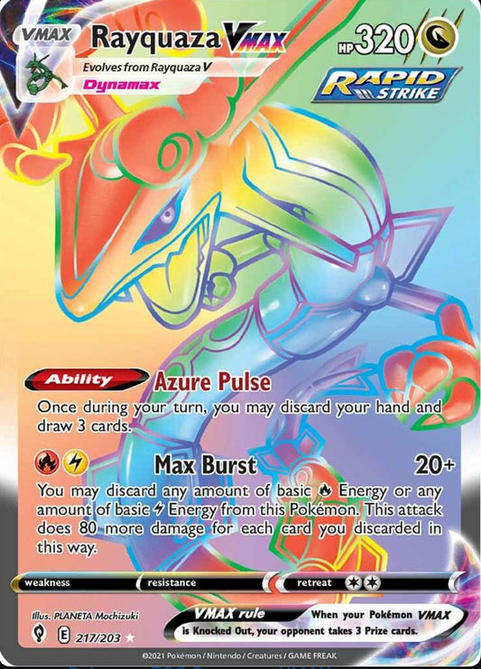 🌈 Rayquaza VMAX – Secret Rare (Rapid Strike) – 217/203